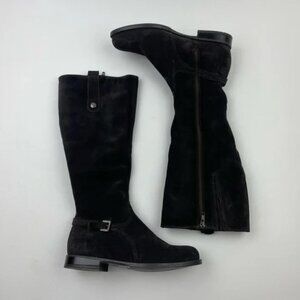 LA CANADIENNE WOMEN NEVE WATERPROOF BLACK SUEDE BUCKLE BOOTS SIZE 7 US